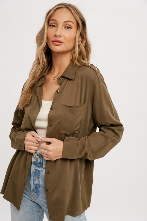 STUDDED BUTTON UP SHIRT